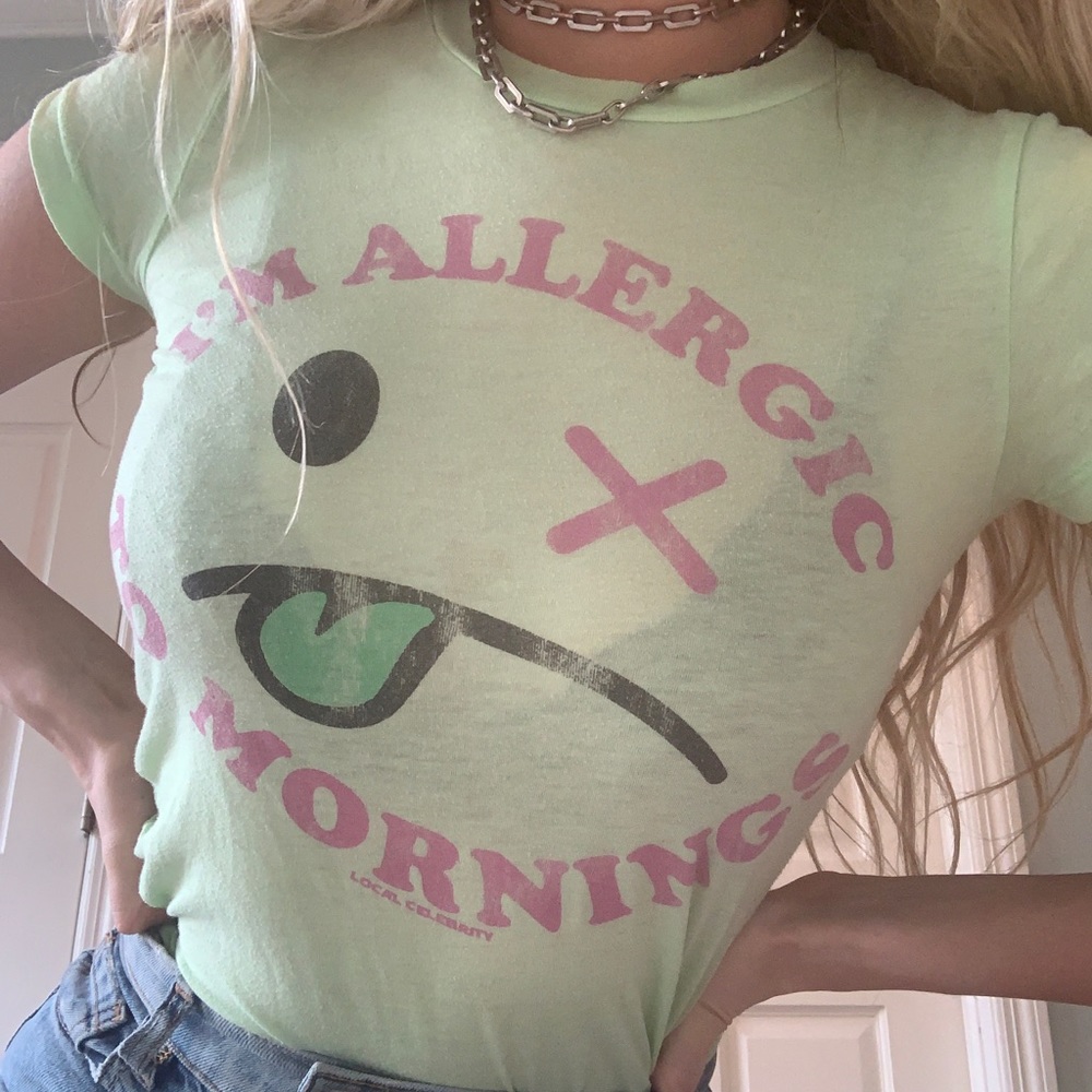 I’m allergic to mornings graphic tee shirt
